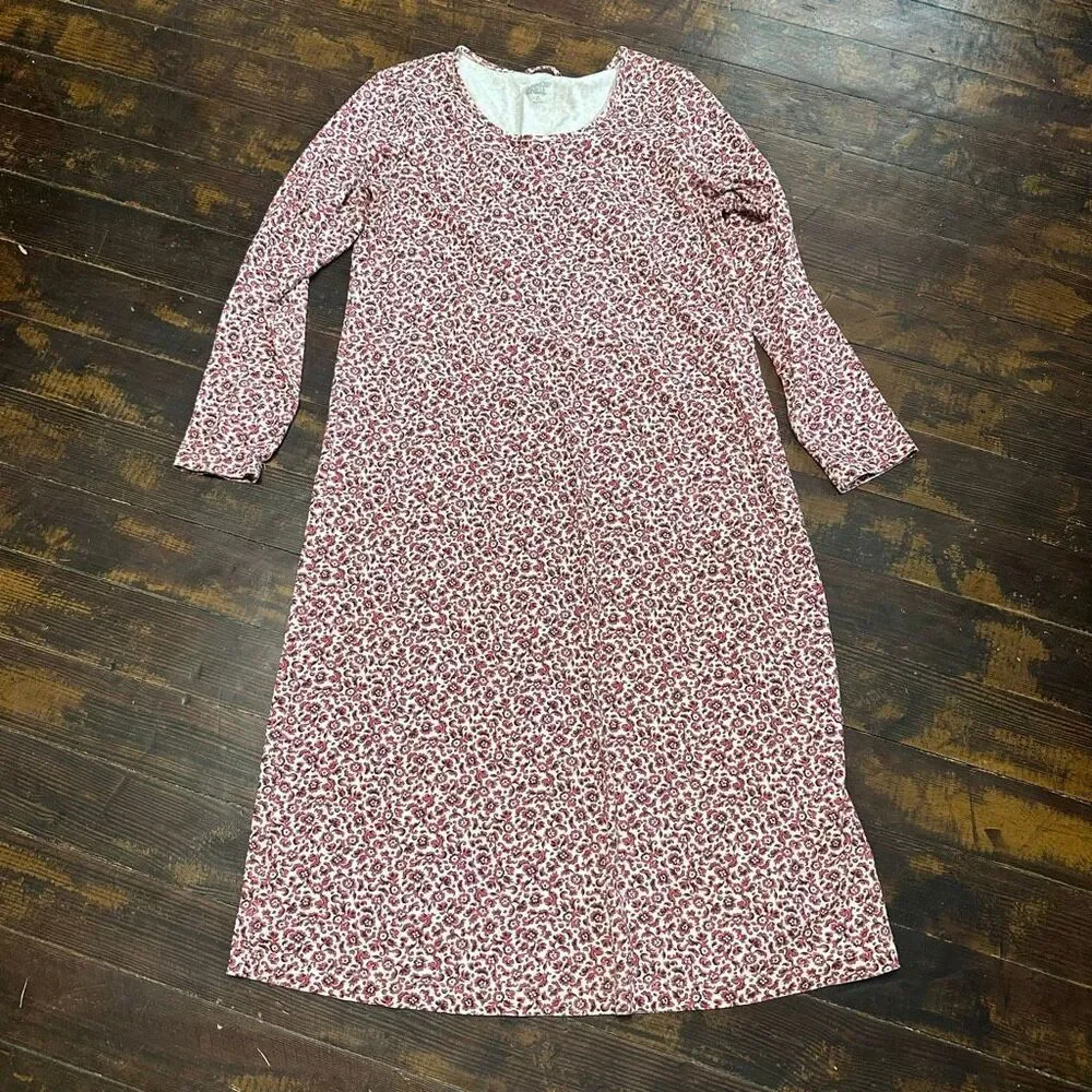 Lands End floral travelcore knit long sleeve M dress